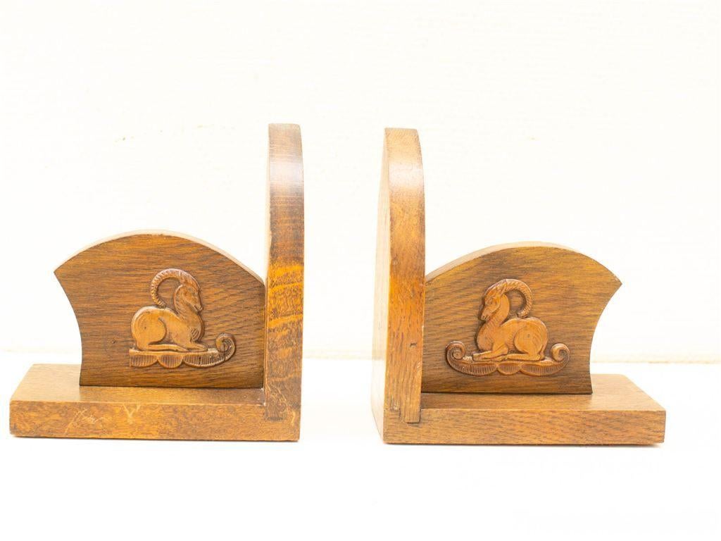 2 Houten boekensteunen 34212, Verzamelen, Beelden en Beeldjes, Ophalen of Verzenden, Gebruikt, Dier