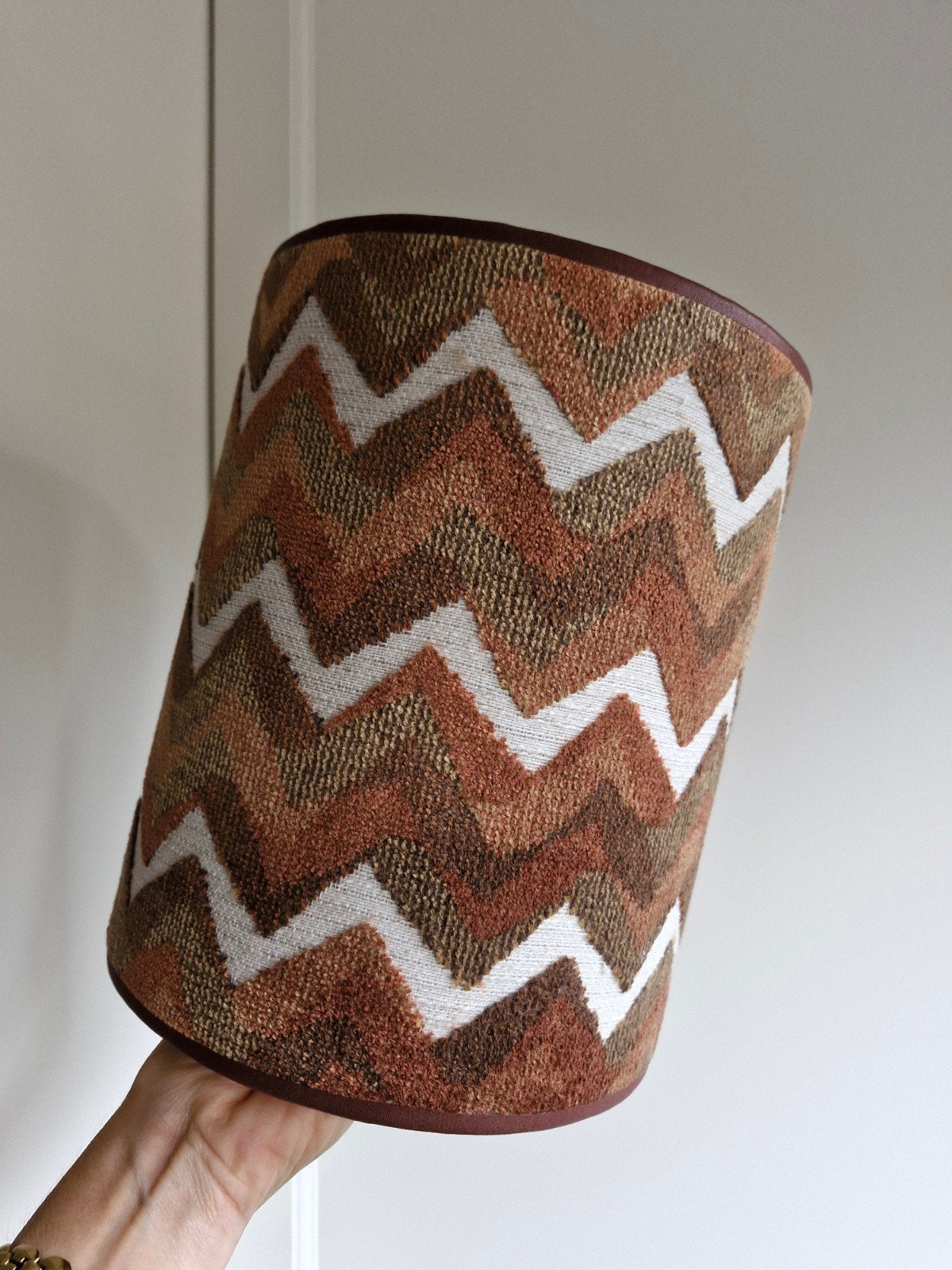 handgemaakte lampenkap met zigzag patroon, Meerkleurig, Rond, Nieuw, 20 cm