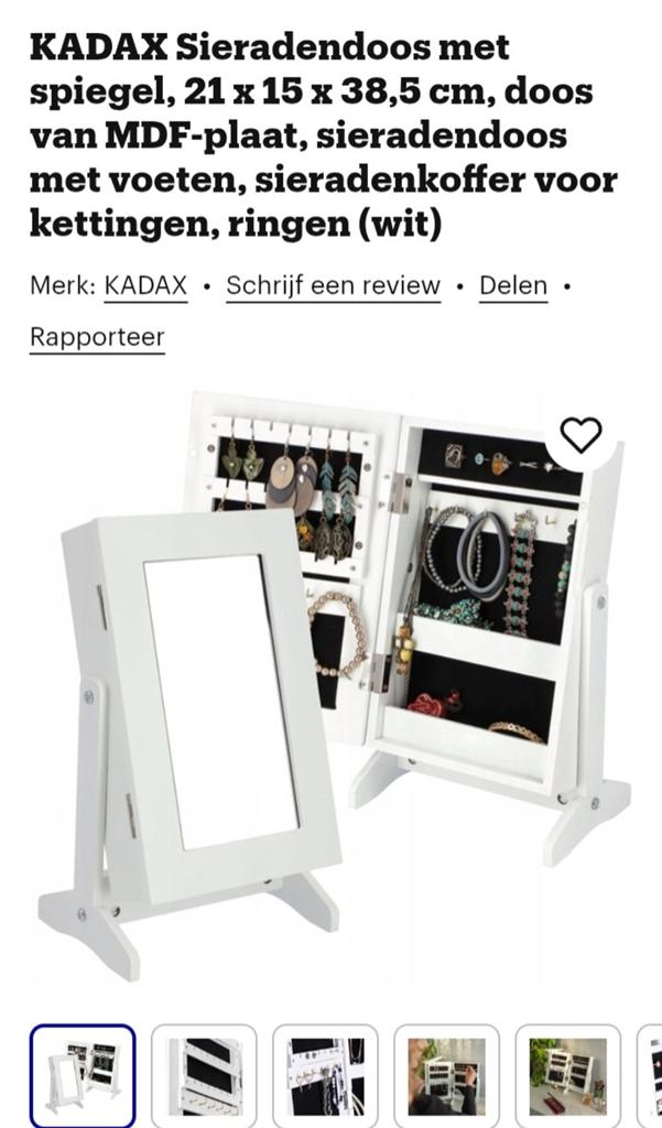 KADAX Sieradendoos met spiegel, bijna gratis €10, Ophalen of Verzenden