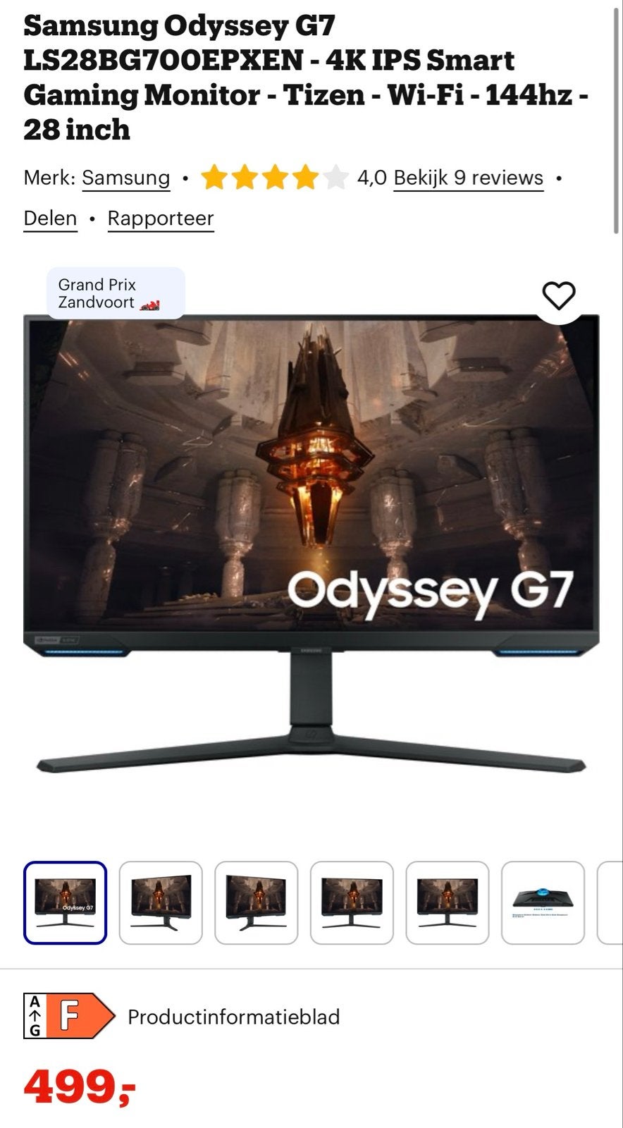 Samsung Odyssey G7 G70B 28" 4K 144Hz IPS Gaming Monitor, Computers en Software, Monitoren, IPS, 101 t/m 150 Hz, 1 tot 2 ms, Ophalen