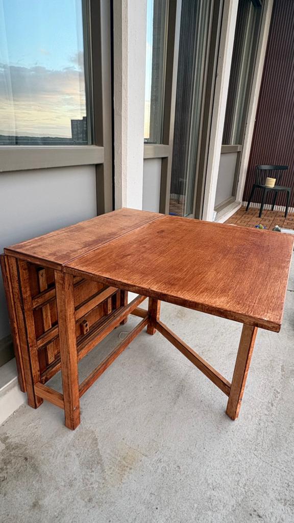 Wooden Drop-Leaf Folding Table – Rustic/Vintage Style, Ophalen of Verzenden