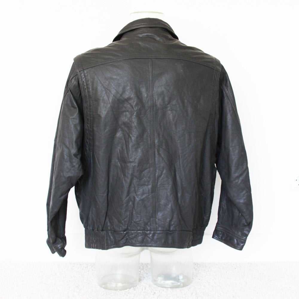 Warme Soepele Leren Heren Jas182* (Maat 54) € 95,-, Maat 52/54 (L), Zwart, Vintage, Ophalen of Verzenden