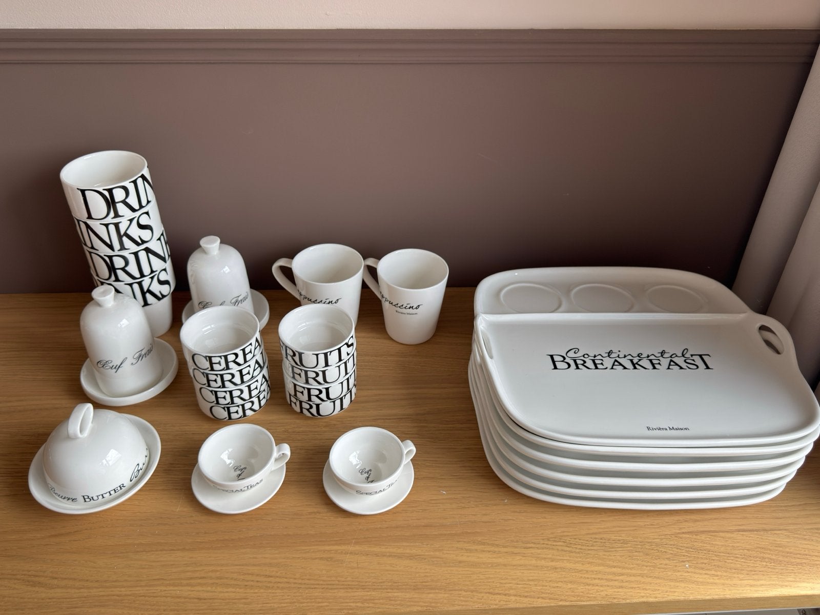 Riviera Maison Ontbijtset - Servies, Overige merken, Ophalen of Verzenden, Zo goed als nieuw, Overige stijlen