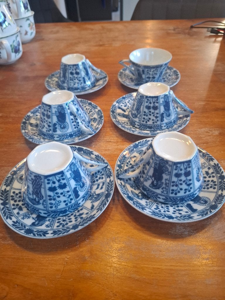 Antieke Japanse Geisha Lithofaan Kop en Schotel Set, Ophalen of Verzenden