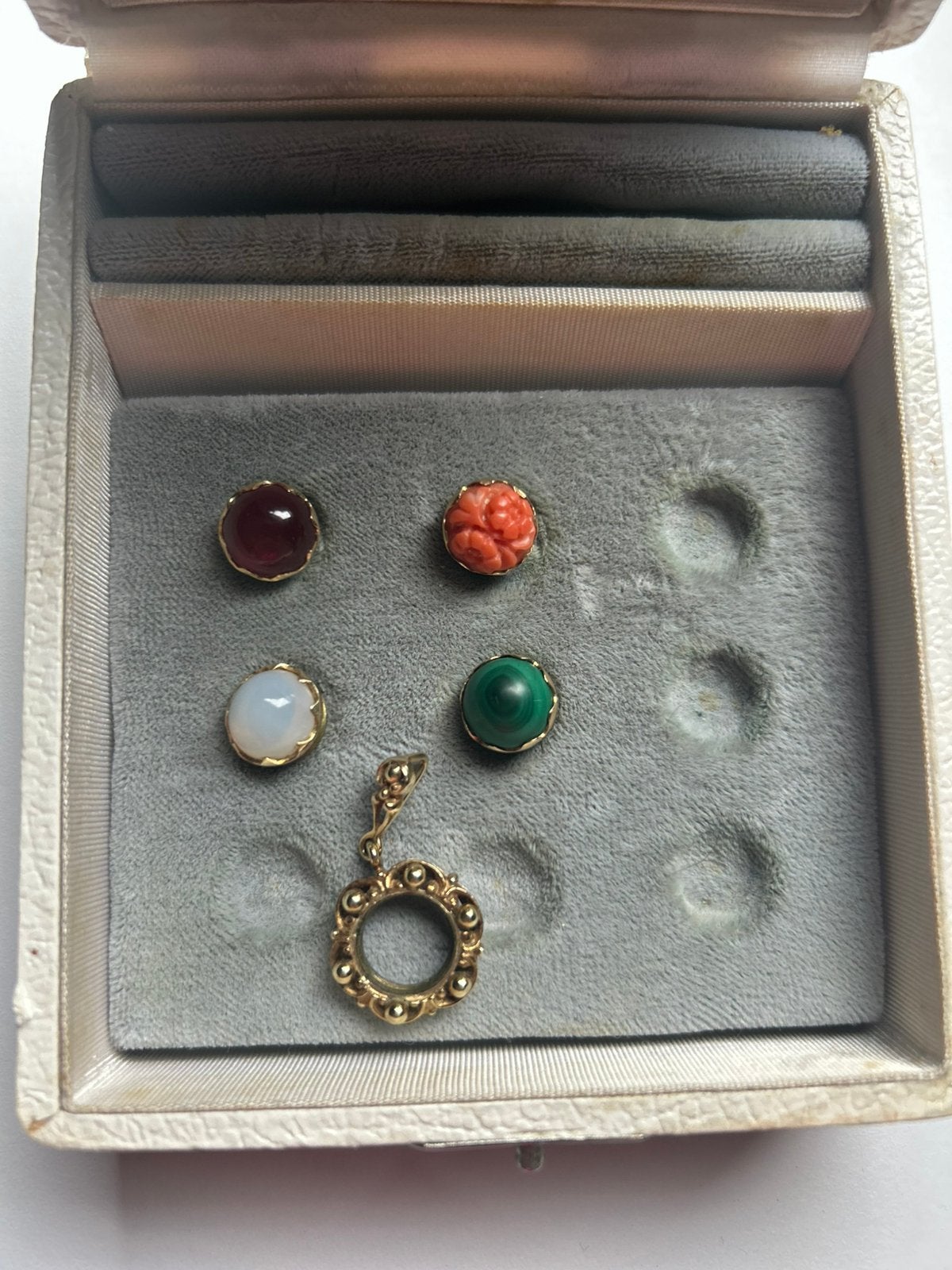 Vintage gouden wisselhanger met 4 verschillende stenen, Ophalen of Verzenden, Gebruikt