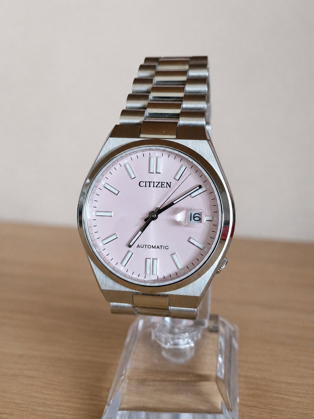 Citizen Tsuyosa Automatic horloge - Roze wijzerplaat, Staal, Ophalen of Verzenden, Zo goed als nieuw, Polshorloge