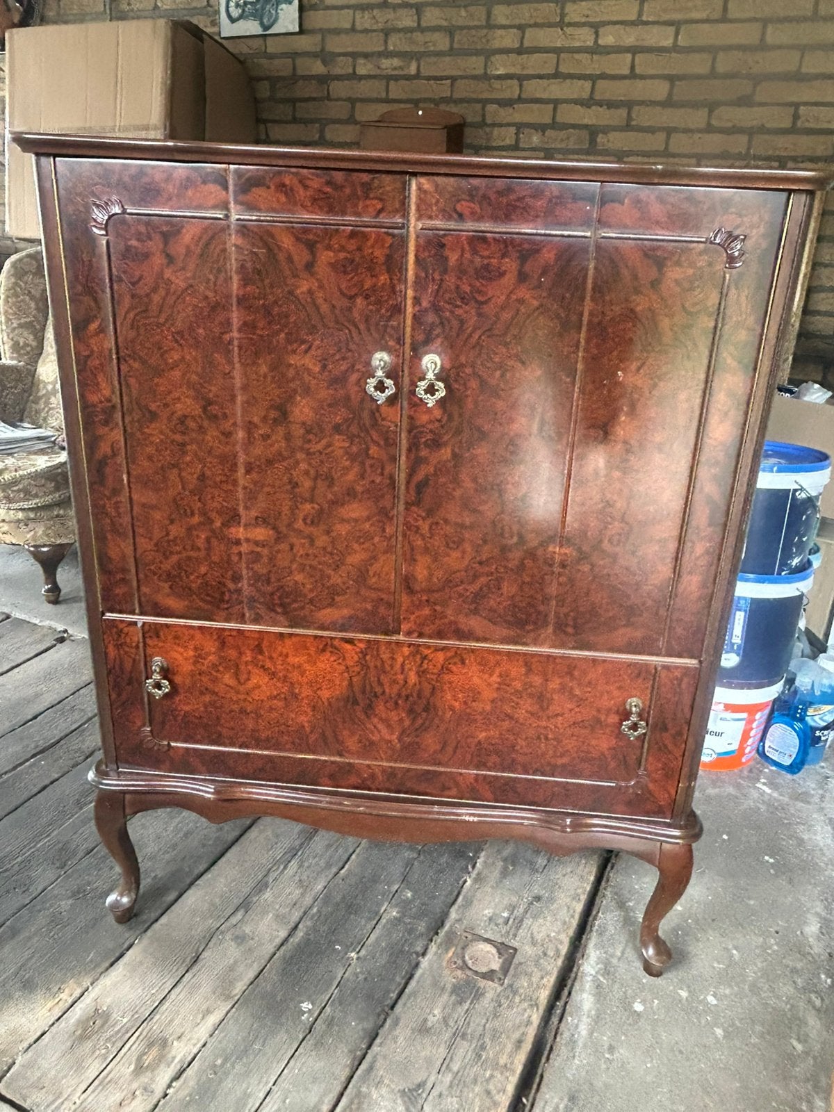 Vintage tv-kast Queen Anne stijl notenhout, Ophalen