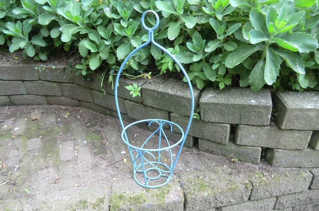 metalen blauw plantenrekje - om op te hangen / hangrekje, Ophalen, Gebruikt, Minder dan 60 cm, Rond