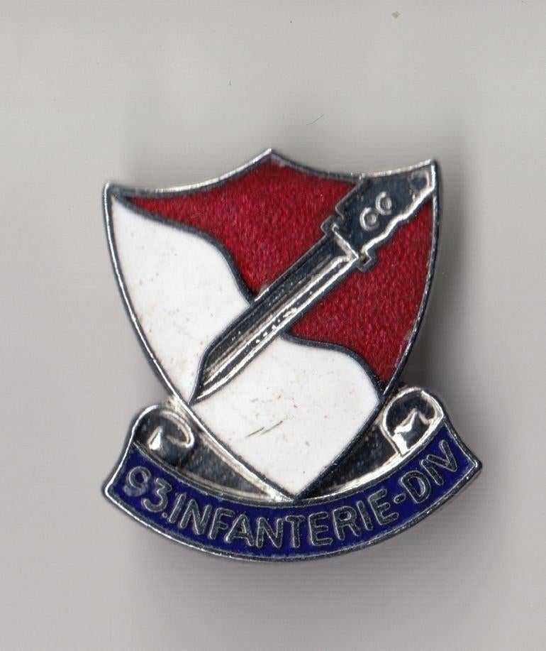 Wehrmacht 93rd Infantry Division emaille broche, Niet vindbaar, Niet vindbaar, Nederland, Embleem of Badge
