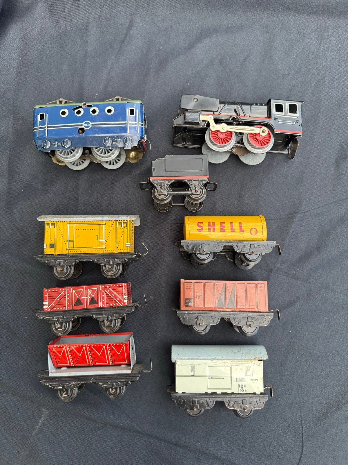 2x Bub blikken treinensets met sleutel, Gelijkstroom, Ophalen, Overige merken, Gebruikt