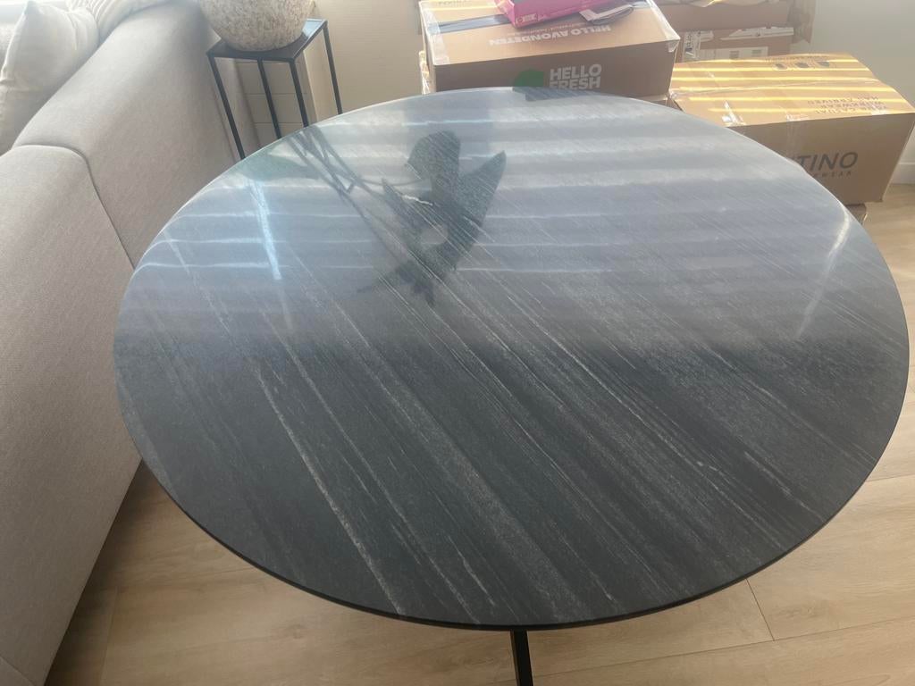 Ronde marmeren eettafel - 120 cm - zwart marmer, Huis en Inrichting, Tafels | Eettafels, Ophalen, Overige materialen, Marmer, Rond