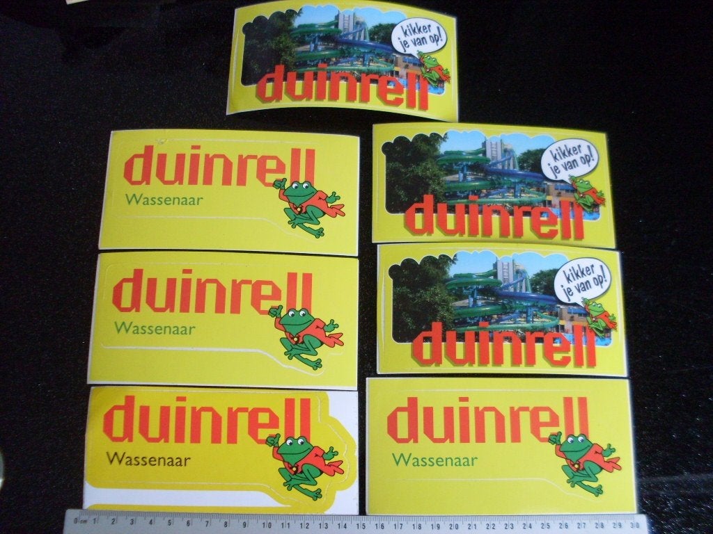 7x sticker duinrell logo kikker je van op!, Verzenden, Zo goed als nieuw, Bedrijf of Vereniging