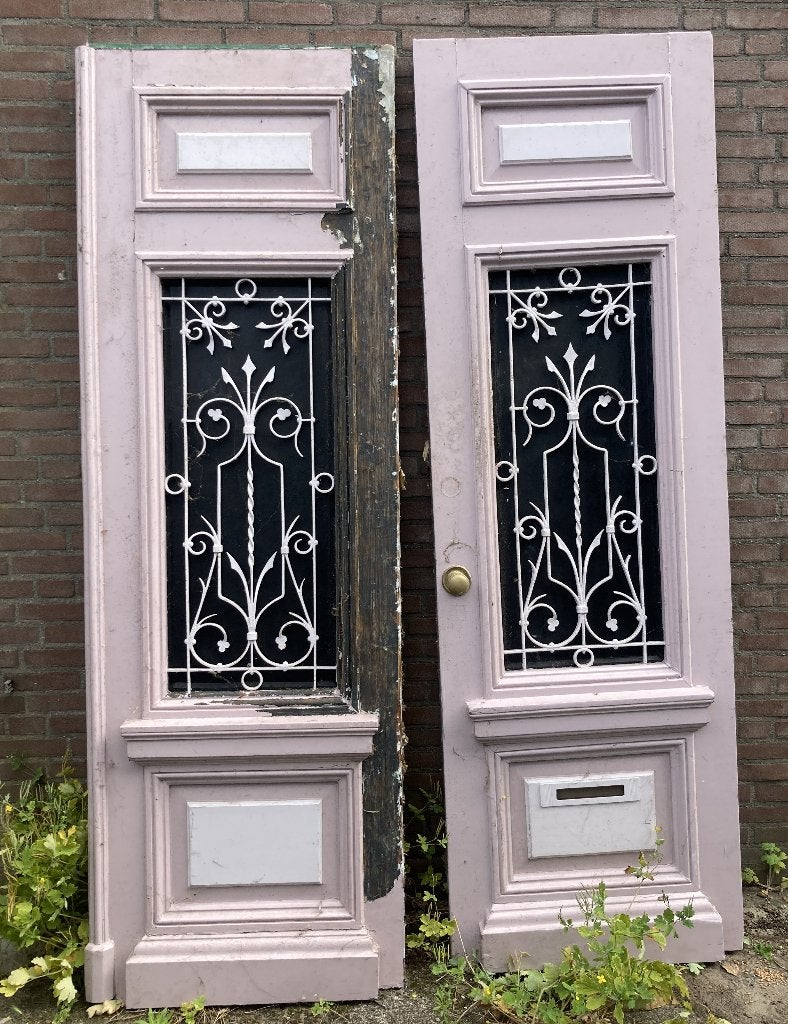 Tweevleugelige antieke buitendeur 148 x 231 cm, Doe-het-zelf en Verbouw, Ophalen, Gebruikt, Buitendeur, Hout