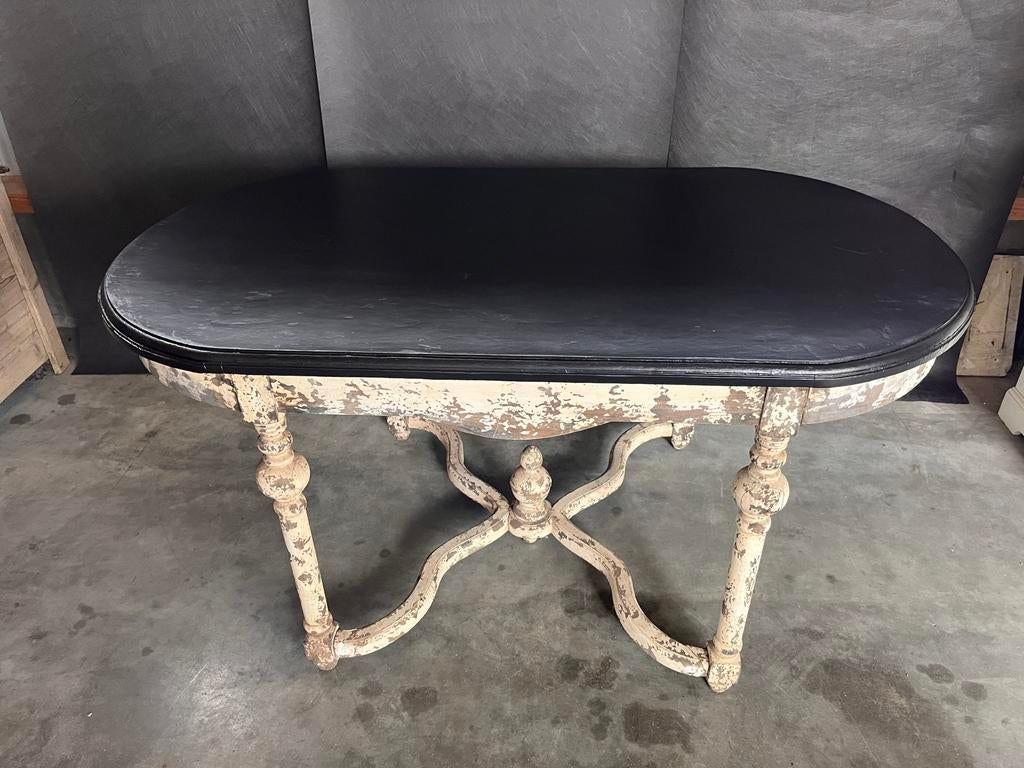 Ovale tafel 160x80cm met karakteristiek onderstel, Huis en Inrichting, Tafels | Eettafels, Ophalen, Gebruikt, 50 tot 100 cm, 150 tot 200 cm