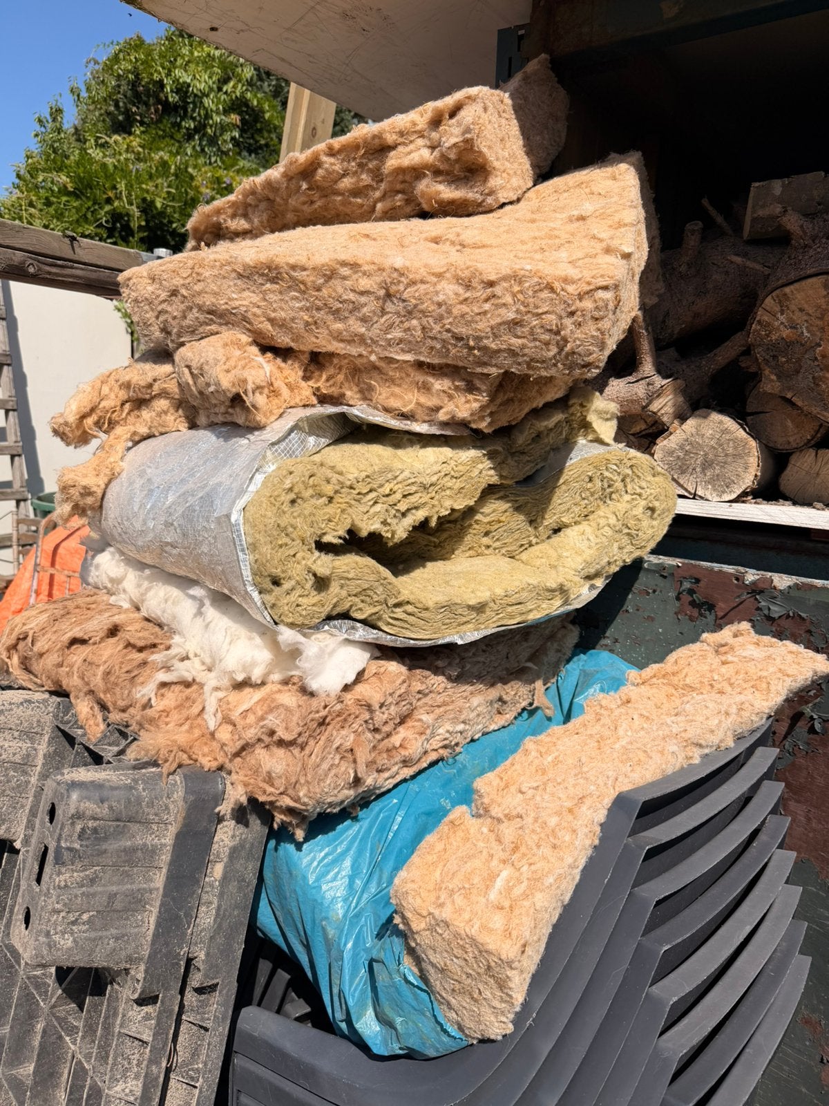Gratis af te halen: diverse isolatiematerialen, Doe-het-zelf en Verbouw, Isolatie en Afdichting, Gebruikt, Glaswol, 4 tot 8 cm