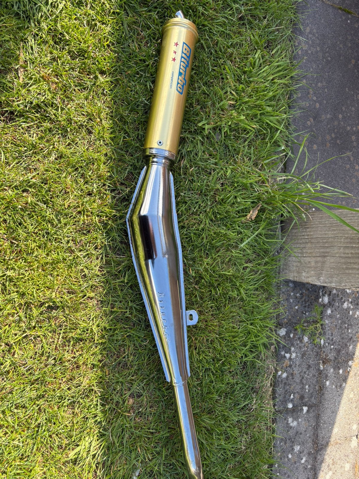 Biturbo chrome goude demper 28mm uitlaat, Ophalen of Verzenden, Gebruikt, Uitlaat