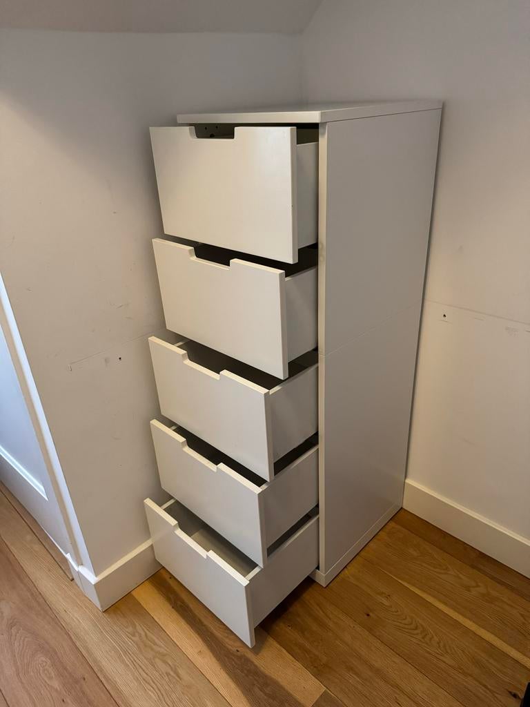 IKEA Nordli ladekast wit - 5 laden (40x43x120 cm), Huis en Inrichting, Kasten | Ladekasten, Ophalen, Minder dan 50 cm, Gebruikt