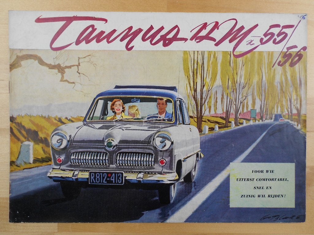 Ford Taunus 12M Brochure 1955 1956, Gelezen, Ford, Ophalen of Verzenden, Ford