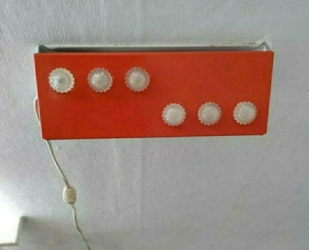 WANDLAMP,Retro,Rood,1960,Bedlampje,Vintage,6, Bedlamp, Oranje, Indirect licht, Ophalen of Verzenden