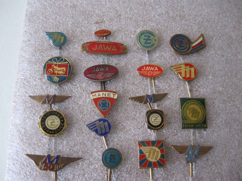 20 Mooie oude MOTOR spelden .o.a. JAWA-MANET-CZ, Verzenden
