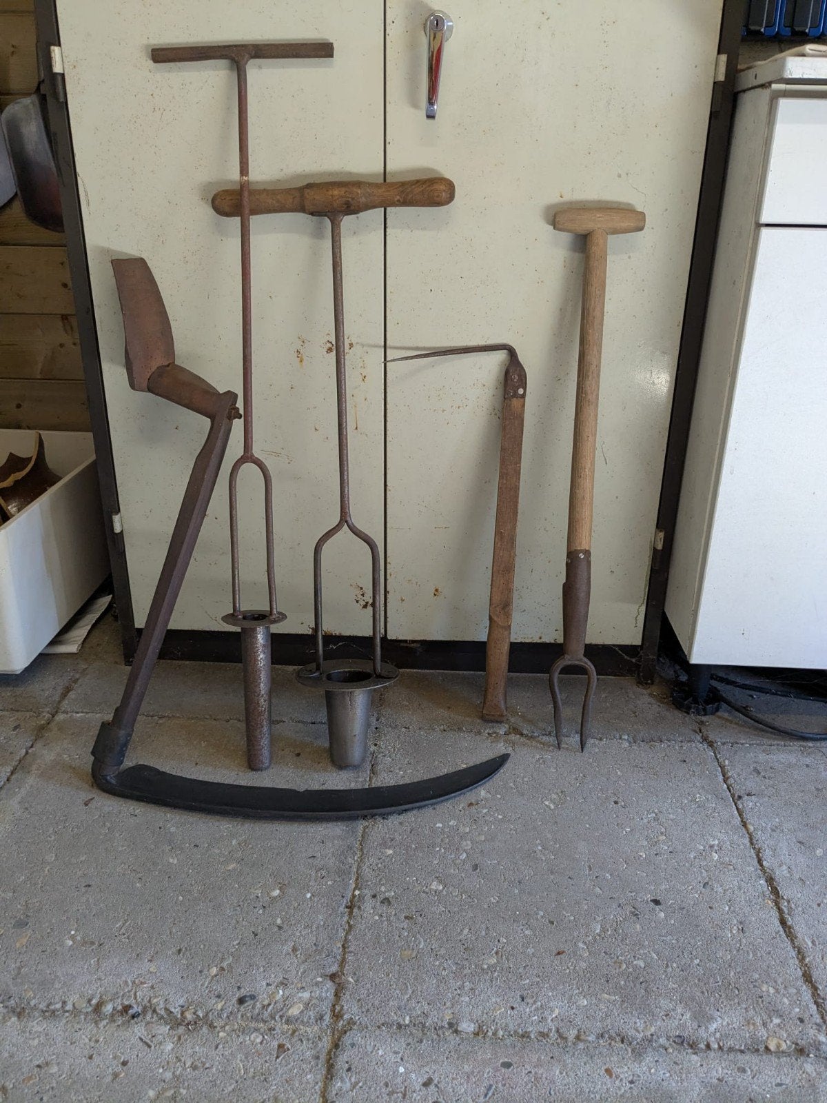 Oude tuin- en boerengereedschappen - Zicht, plantstokken, Antiek en Kunst, Antiek | Gereedschap en Instrumenten, Ophalen