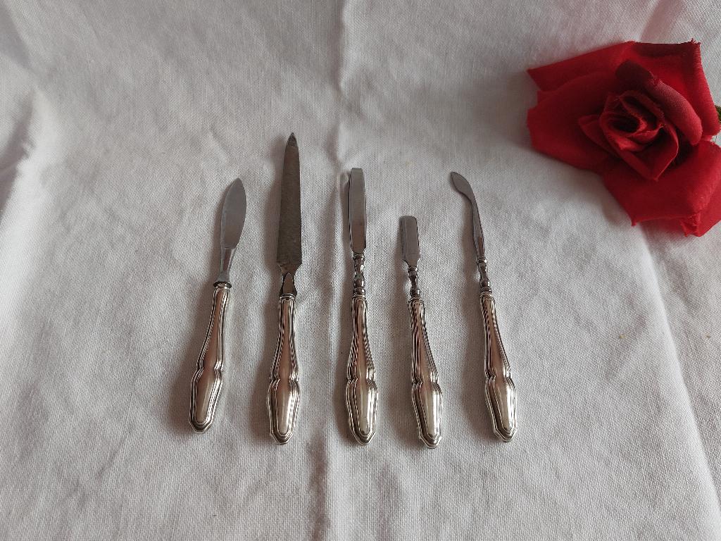 Franse manicure set ~ 5-delig ~ verzilverd, Gebruikt, Verzenden, Handen en Nagels, Toebehoren