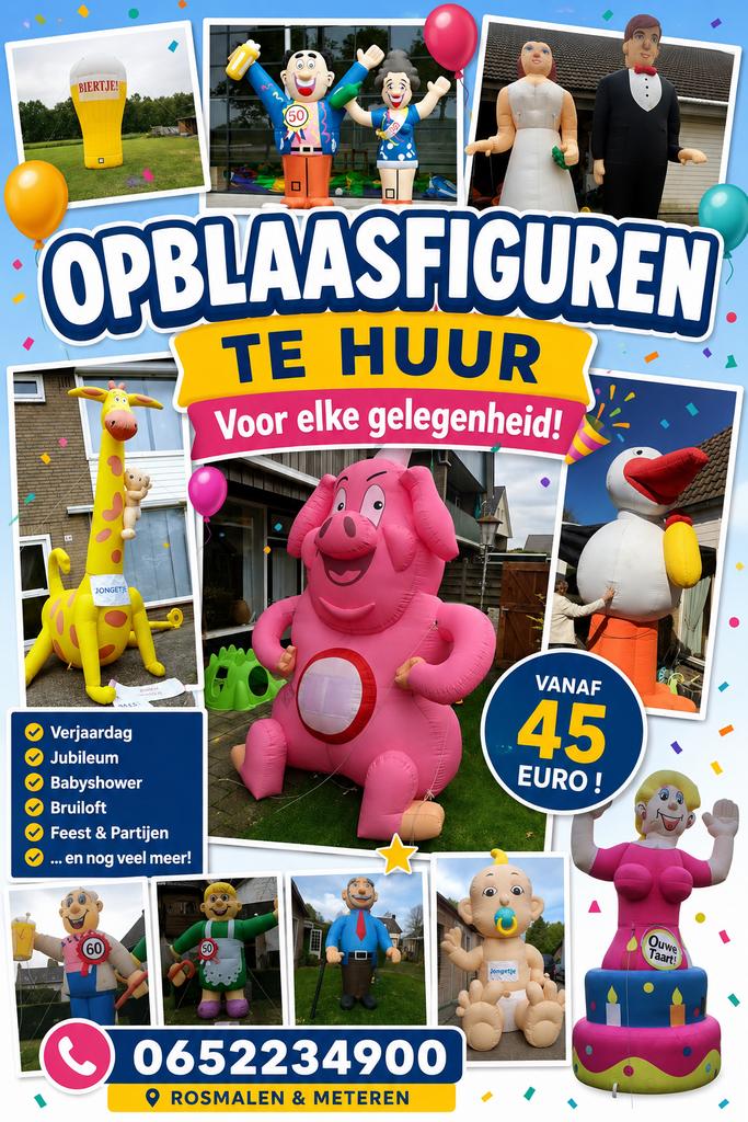 Opblaasfiguren te huur, Ophalen of Verzenden, Zo goed als nieuw