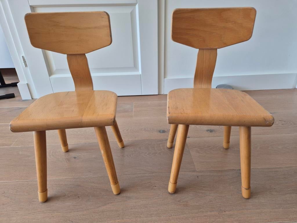 Set van 2 vintage Schilte kinderstoeltjes, Ophalen, Gebruikt, Twee, Bruin
