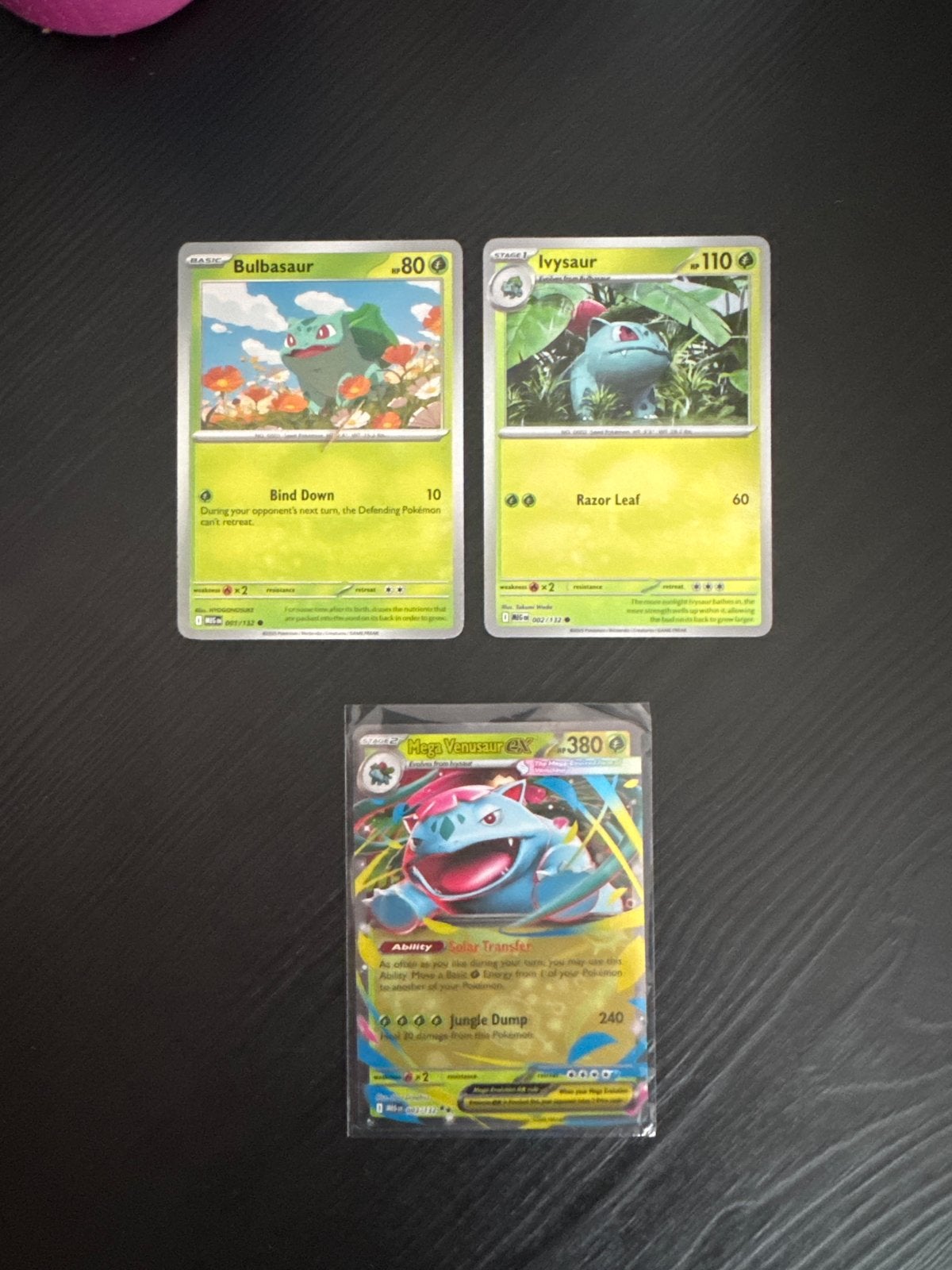 Pokémon Kaarten: Bulbasaur, Ivysaur, Mega Venusaur EX, Ophalen of Verzenden, Zo goed als nieuw, Meerdere kaarten
