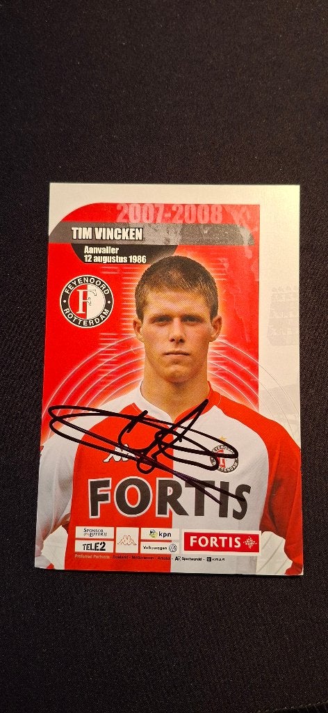 Spelerskaart met handtekening; Tim VIncken # Feyenoord, Verzamelen, Ophalen of Verzenden, Nieuw, Feyenoord, Spelerskaart