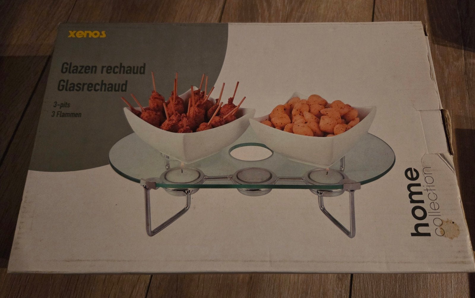 *Nieuw* Glazen 3-pits Warmhoudset Rechaud, Ophalen of Verzenden, Nieuw, Glas, Overige merken