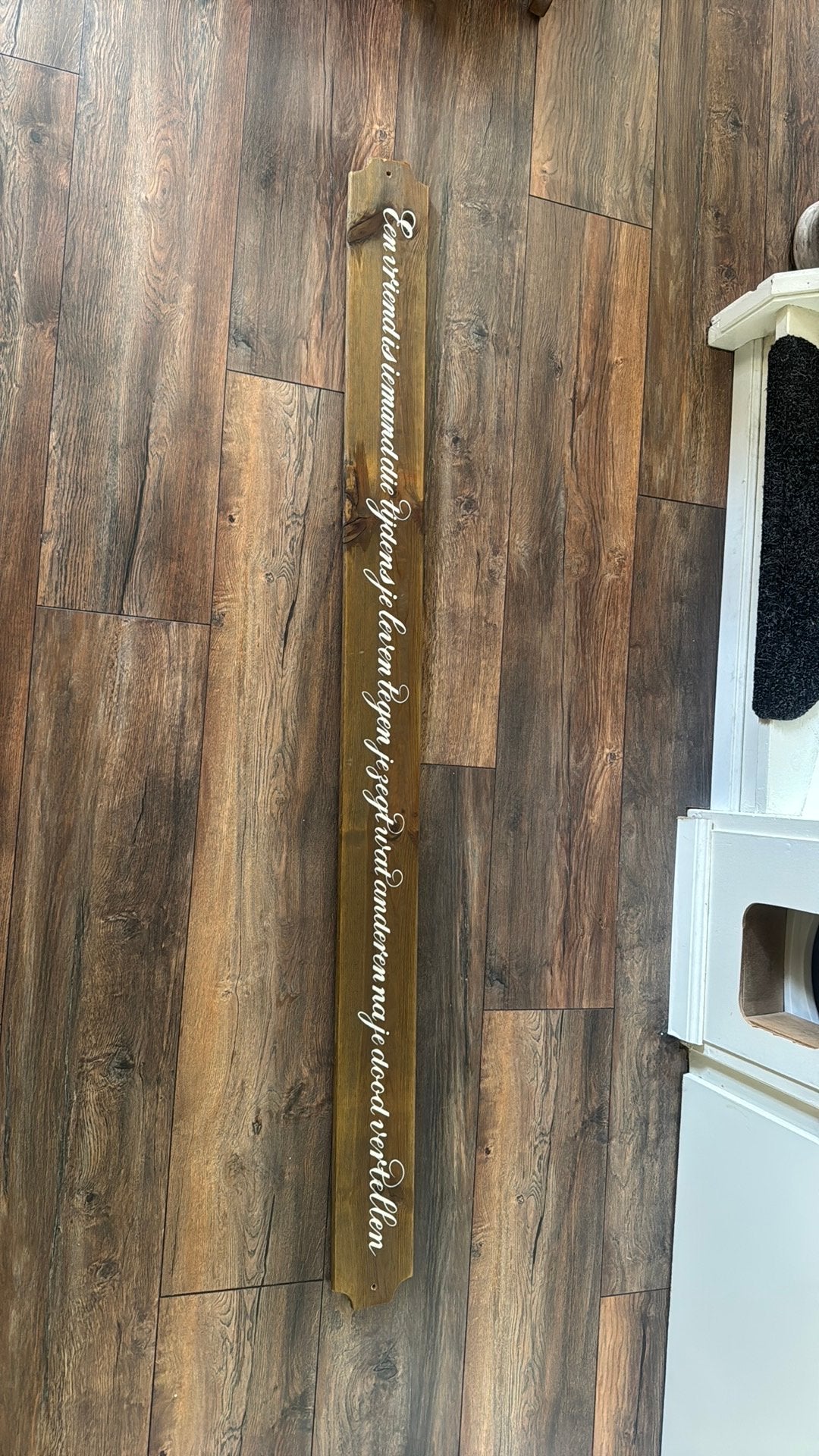Plank met gezegde / schoonschrijver, Ophalen, Zo goed als nieuw