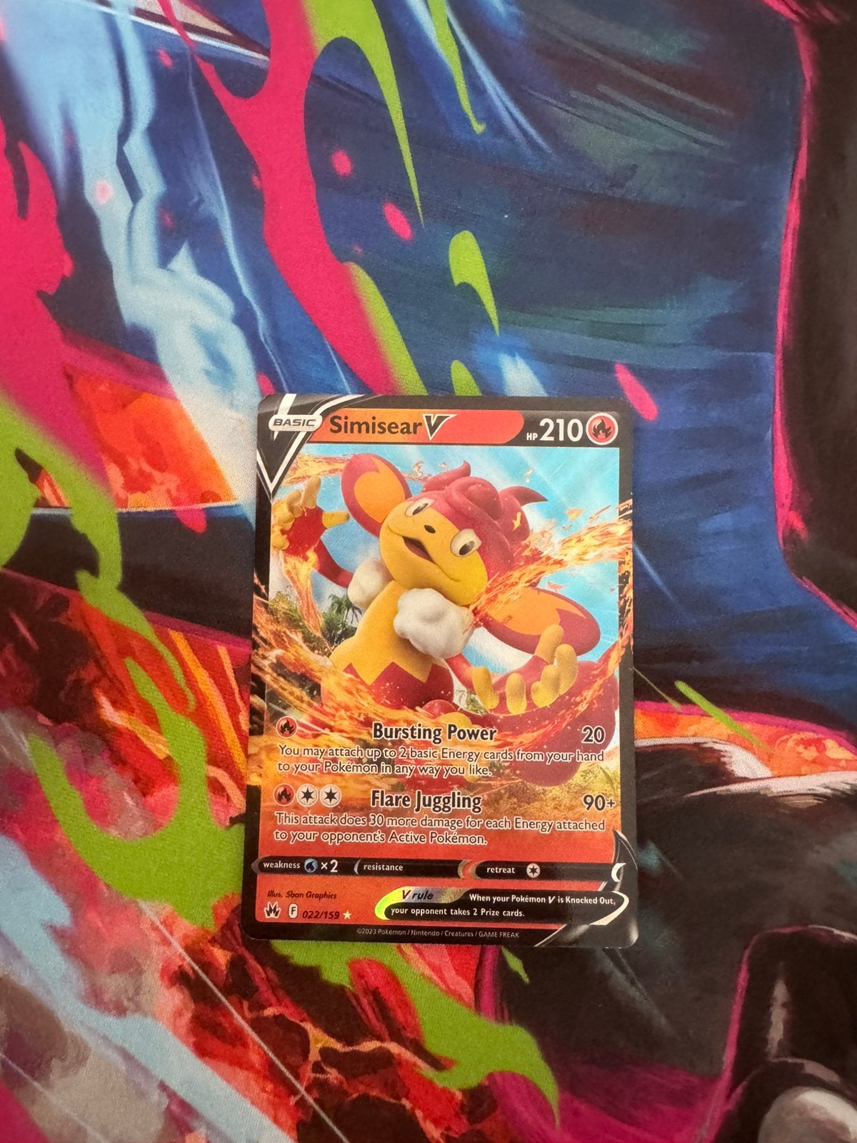Pokémon kaarten Simisear V #22, Ophalen of Verzenden, Zo goed als nieuw, Losse kaart