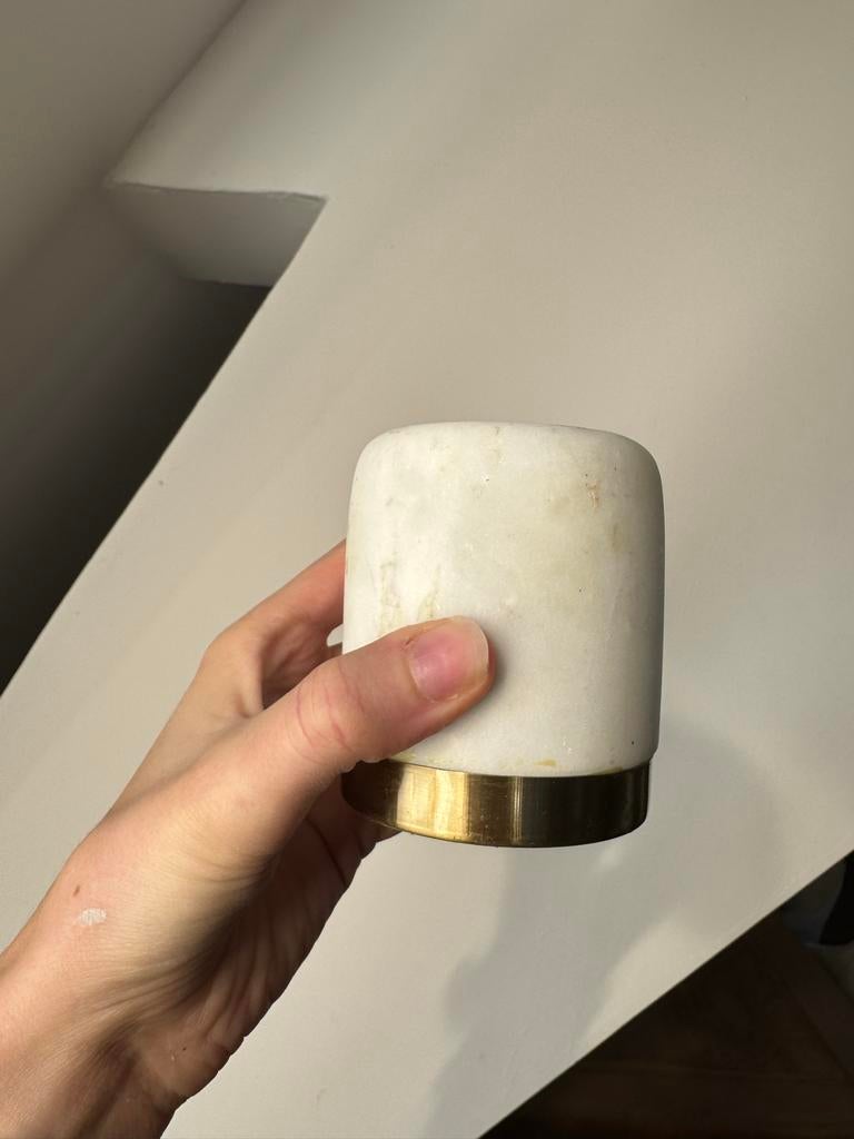 Marmeren Peper- en Zoutvaatje met Gouden Rand, Overige materialen, Overige typen, Ophalen of Verzenden, Zo goed als nieuw