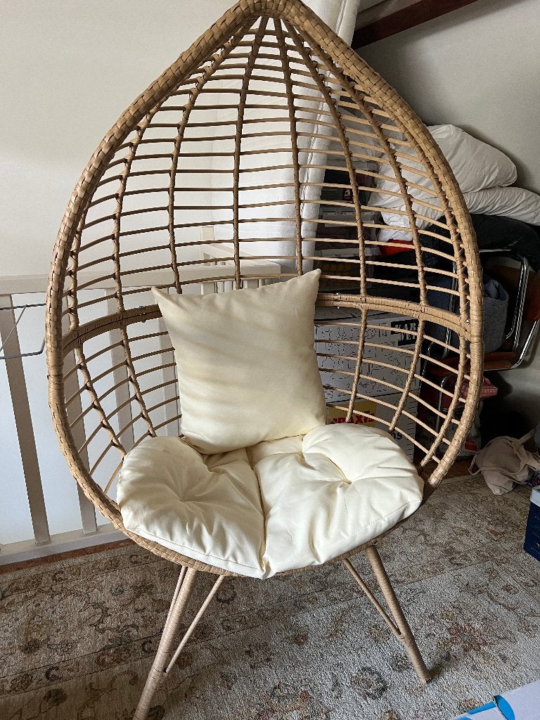 Xenos egg-chair rotan, zgan, Ophalen, Kunststof, 75 tot 100 cm, Zo goed als nieuw