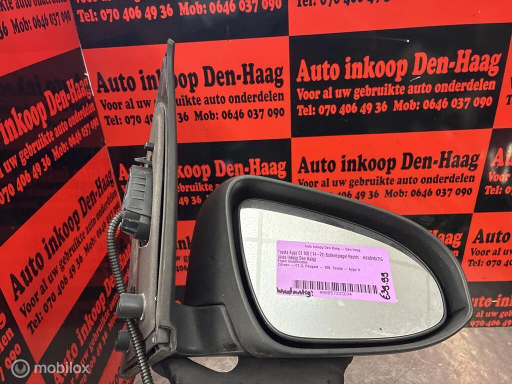 Toyota Aygo C1 108 ('14-21) Buitenspiegel Rechts | HANDMATIG, Gebruikt, Toyota, Ophalen of Verzenden