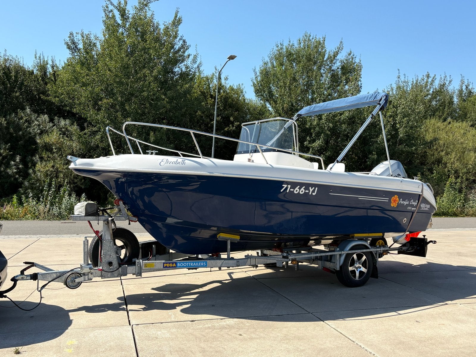 Pacific Craft 550 Open met Honda 150pk en trailer, Overige merken, Gebruikt, Buitenboordmotor, Polyester