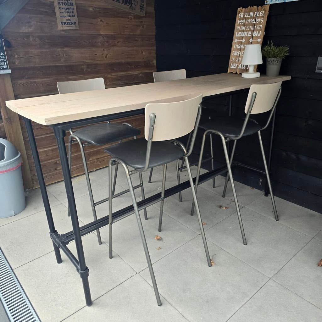 stevige bartafel met 4 krukken barset tuin overkapping, Ophalen, Nieuw