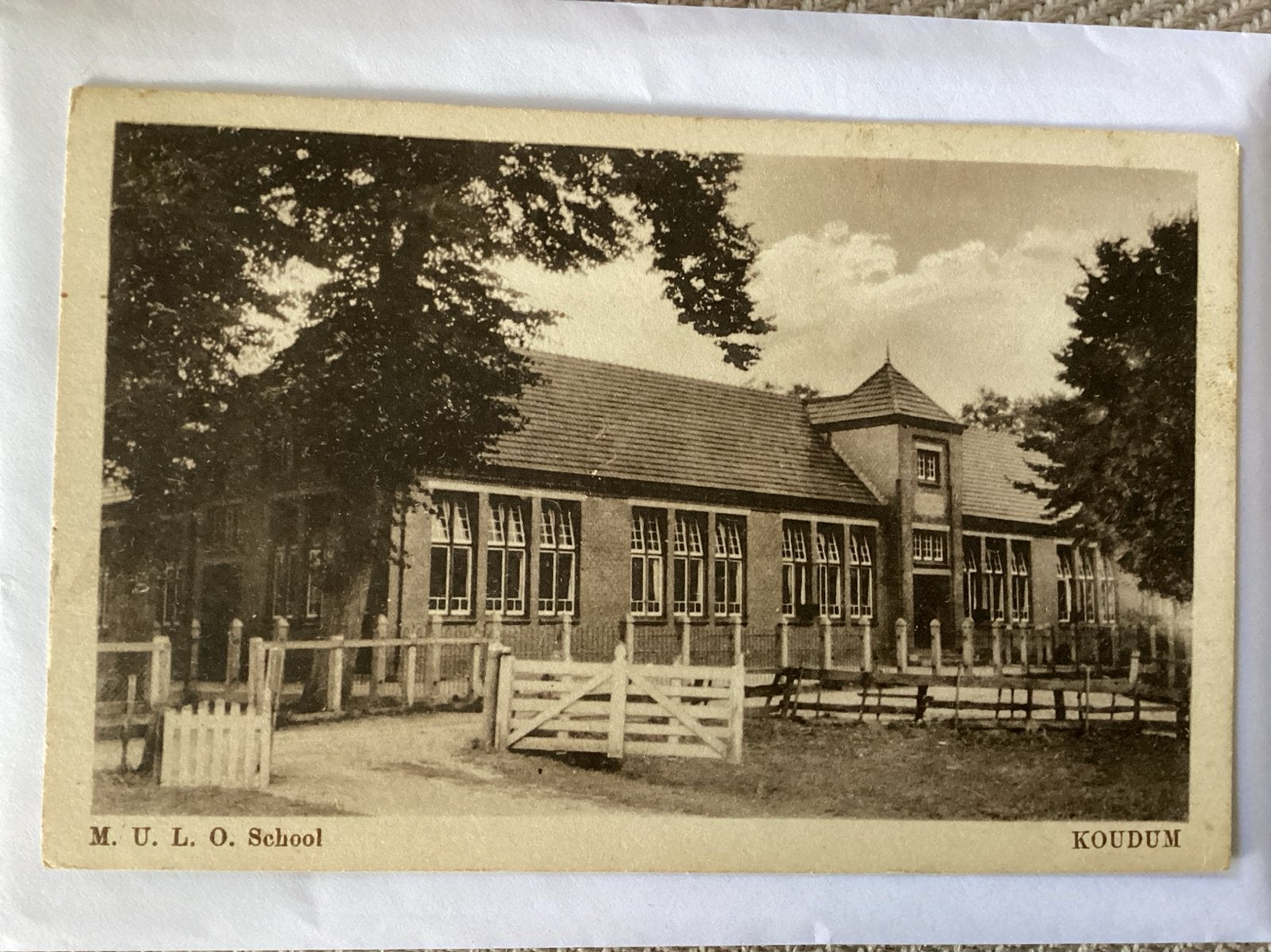Oude ansichtkaart M.U.L.O. School Koudum, Verzamelen, Ophalen of Verzenden, Voor 1920, Gelopen, Friesland