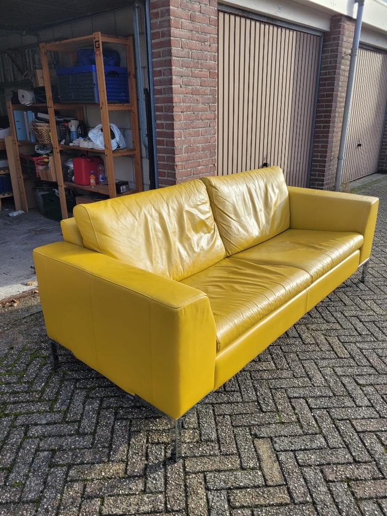 Mooie gele bank, Ophalen, Gebruikt, Driepersoons, 75 tot 100 cm