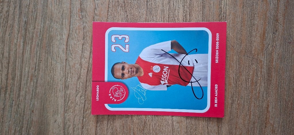 Spelerskaart met handtekening; Leonardo # Ajax Feyenoord, Ophalen of Verzenden, Nieuw, Ajax, Spelerskaart