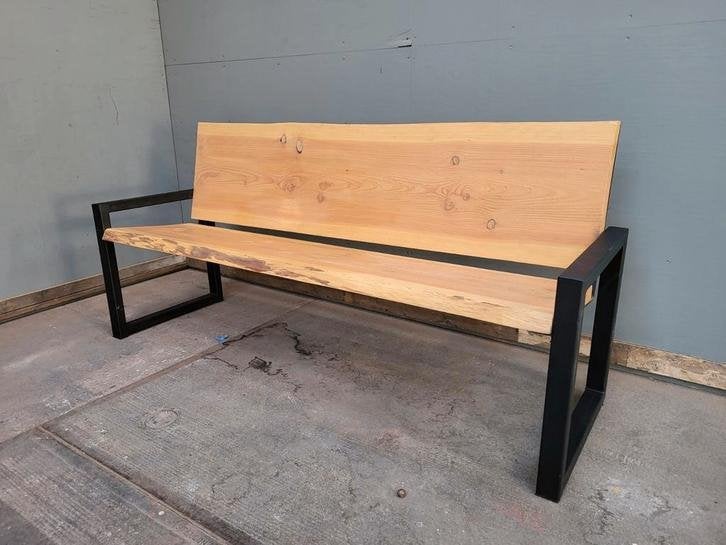 Tuinbank douglas hout met stalen frame. Boomstamlook, Niet ingevuld, Niet ingevuld, Nieuw, Ophalen of Verzenden