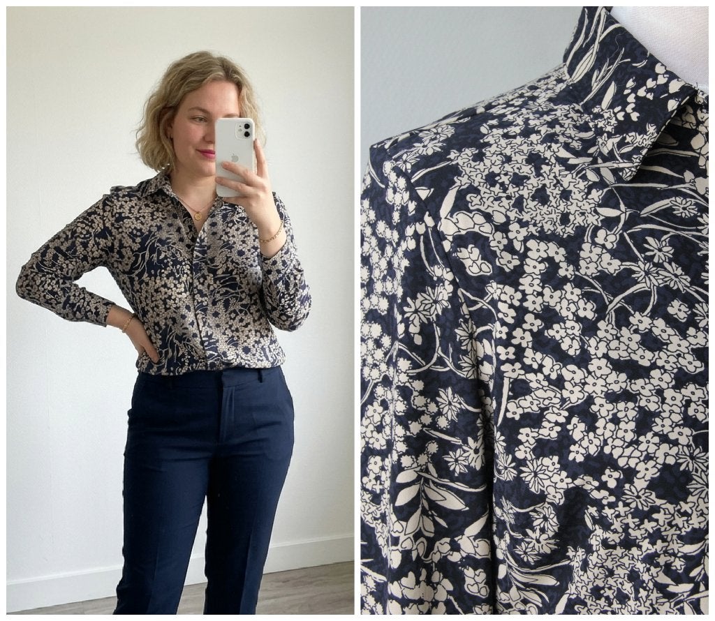 Daelin - travel blouse met bloemenprint blauw - maat M, Maat 38/40 (M), Zo goed als nieuw, Daelin, Verzenden
