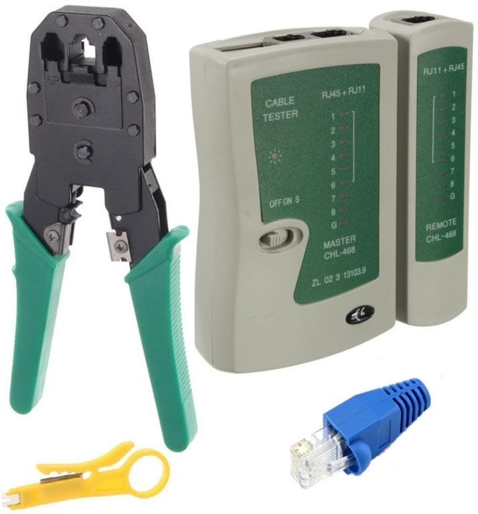 Connectortang RJ9, RJ11, RJ45 tester + connectors Nieuw, -, -, Nieuw, Ophalen of Verzenden
