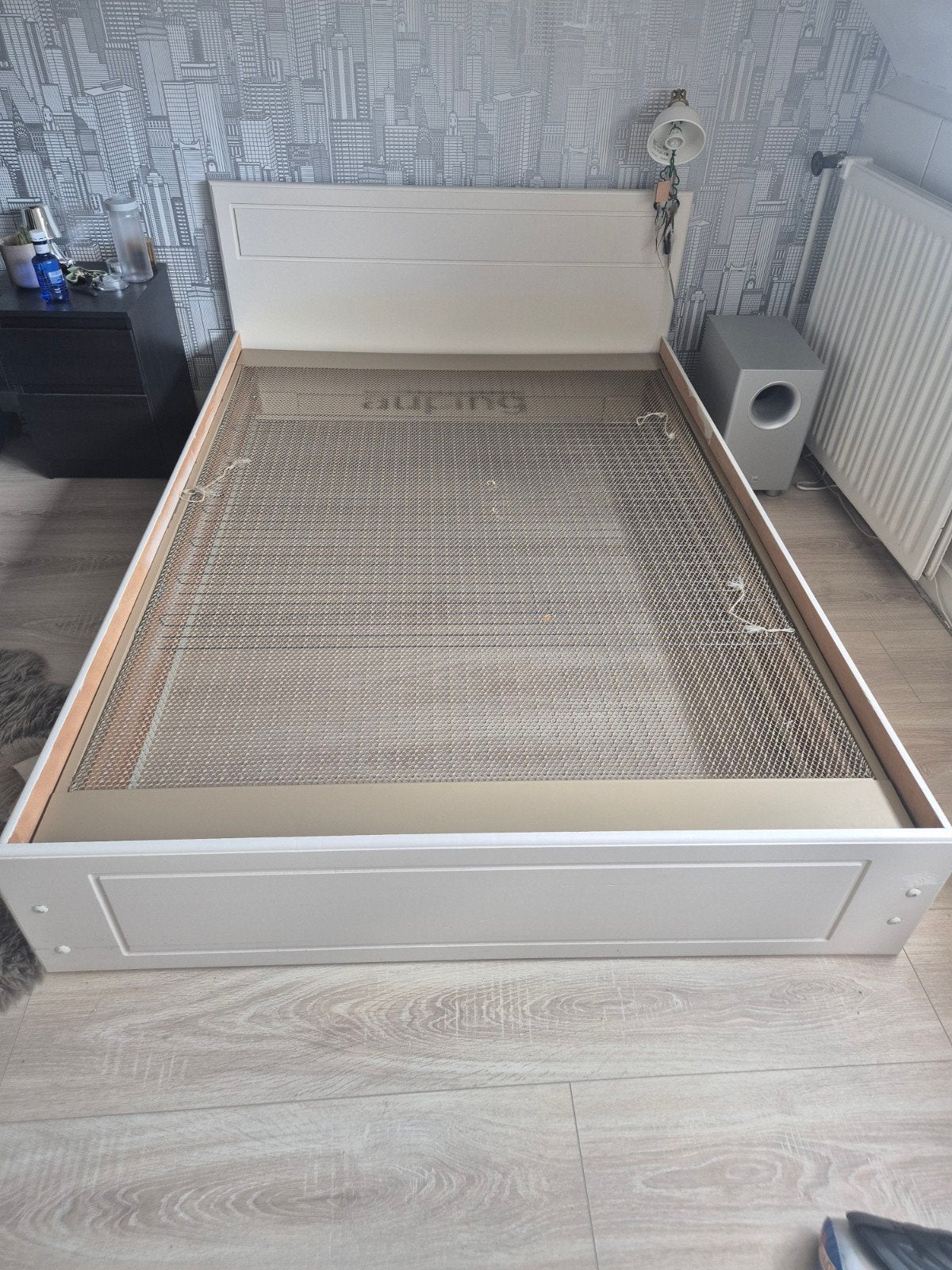 Wit tweepersoonsbed / twijfelaar, Gebruikt, Wit, Tweepersoons, 200 cm