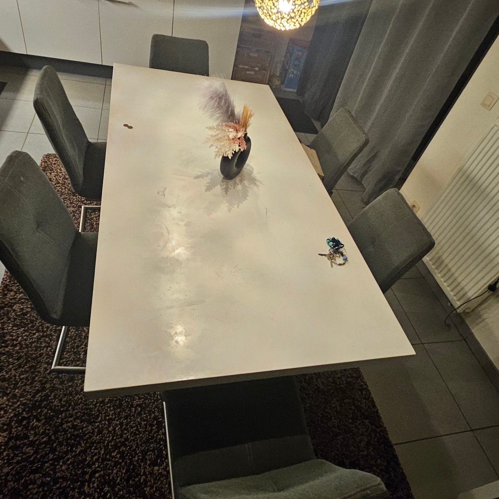 Eettafel met 6 stoelen, Huis en Inrichting, Tafels | Eettafels, Ophalen of Verzenden, Gebruikt, Rechthoekig, 50 tot 100 cm