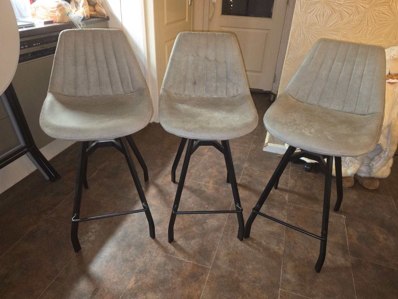 Set van 3  barkrukken van xooon  - Grijs/Zwart, Ophalen, Gebruikt, 90 cm of meer, Metaal