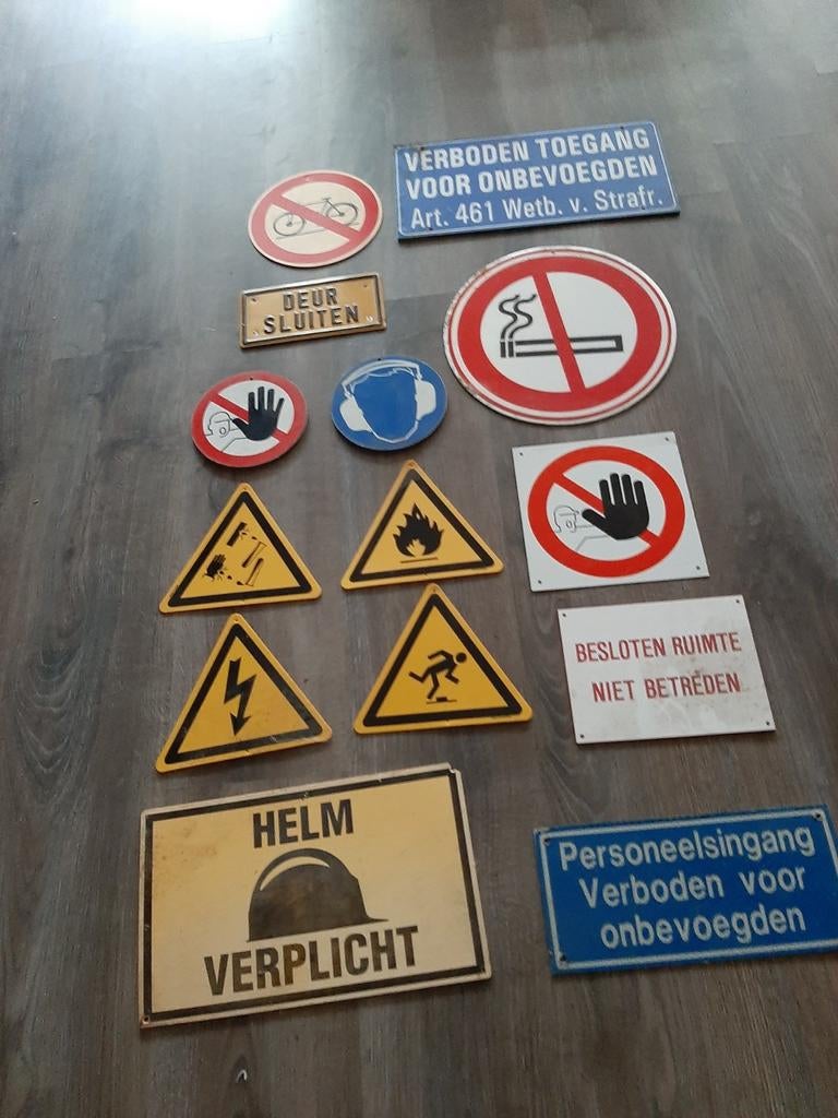 Collectie Vintage Veiligheids- en Informatieborden, Ophalen, Gebruikt, Reclamebord