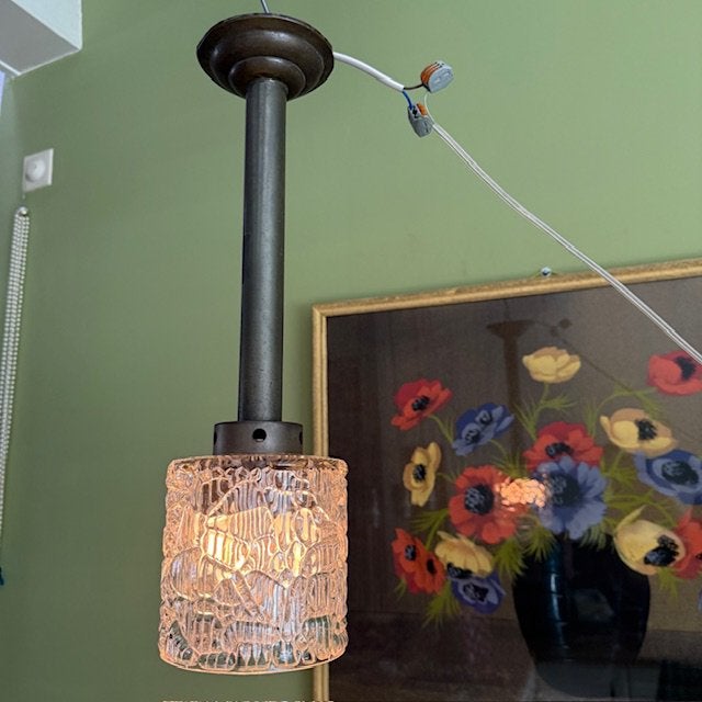 Hanglamp, Art Deco, Amsterdamse school, vintage, jr 50/60, Antiek en Kunst, Ophalen of Verzenden