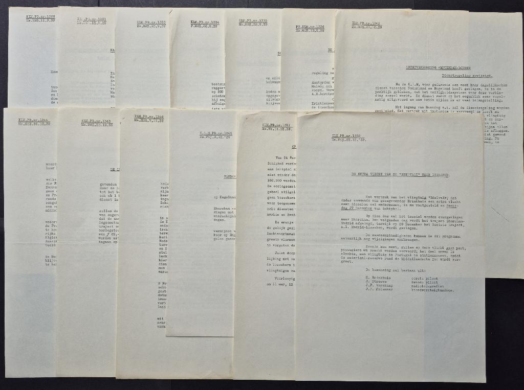 10 KLM persberichten uit 1939, nr. 1328 t/m 1352, Ophalen of Verzenden, Gebruikt, Boek of Tijdschrift